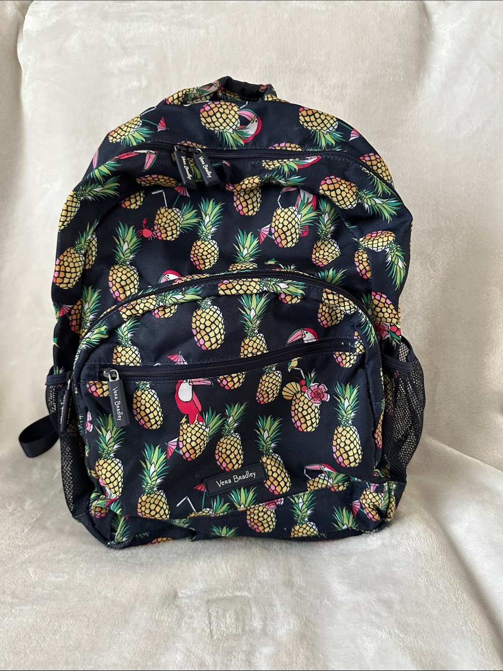 Vera Bradley Navy Backpack with Yellow Pineapple Print